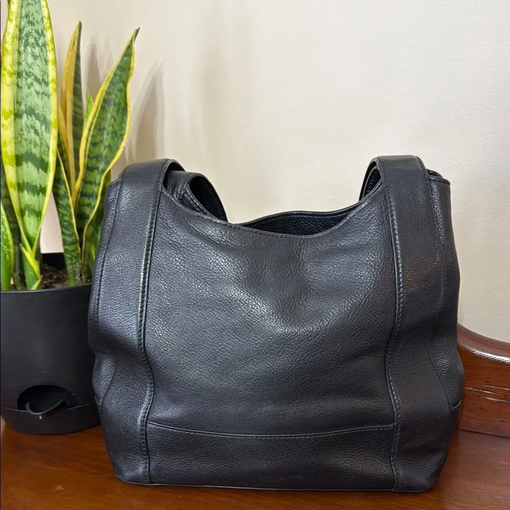 Michael Kors Black Leather Shoulder Bag Tote Style - Picture 5 of 14
